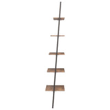 NNEVL 5-Tier Leaning Shelf Dark Brown and Black 64x34x185.5 cm