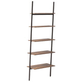 NNEVL 5-Tier Leaning Shelf Dark Brown and Black 64x34x185.5 cm