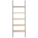 NNEVL 5-Tier Leaning Shelf Light Brown and Black 64x35x185 cm