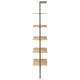 NNEVL 5-Tier Leaning Shelf Light Brown and Black 64x35x185 cm