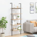 NNEVL 5-Tier Leaning Shelf Light Brown and Black 64x35x185 cm