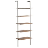 NNEVL 5-Tier Leaning Shelf Dark Brown and Black 64x35x185 cm