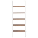 NNEVL 5-Tier Leaning Shelf Dark Brown and Black 64x35x185 cm