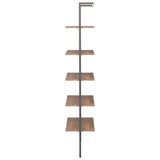 NNEVL 5-Tier Leaning Shelf Dark Brown and Black 64x35x185 cm