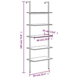 NNEVL 5-Tier Leaning Shelf Dark Brown and Black 64x35x185 cm