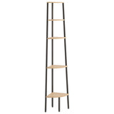 NNEVL 5-Tier Corner Shelf Light Brown and Black 45.5x31.5x180 cm