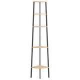 NNEVL 5-Tier Corner Shelf Light Brown and Black 45.5x31.5x180 cm