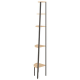 NNEVL 5-Tier Corner Shelf Light Brown and Black 45.5x31.5x180 cm