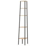 NNEVL 5-Tier Corner Shelf Light Brown and Black 45.5x31.5x180 cm