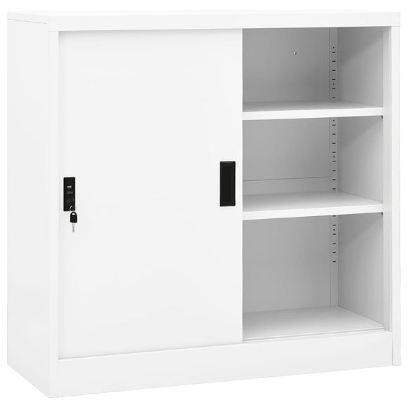 NNEVL Office Cabinet with Sliding Door White 90x40x90 cm Steel