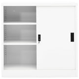 NNEVL Office Cabinet with Sliding Door White 90x40x90 cm Steel