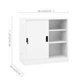 NNEVL Office Cabinet with Sliding Door White 90x40x90 cm Steel