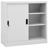 NNEVL Office Cabinet with Sliding Door Light Grey 90x40x90 cm Steel