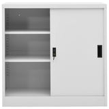 NNEVL Office Cabinet with Sliding Door Light Grey 90x40x90 cm Steel