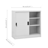 NNEVL Office Cabinet with Sliding Door Light Grey 90x40x90 cm Steel
