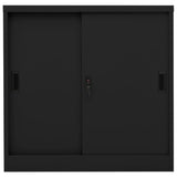 NNEVL Office Cabinet with Sliding Door Black 90x40x90 cm Steel