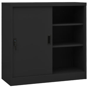 NNEVL Office Cabinet with Sliding Door Anthracite 90x40x90 cm Steel