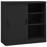 NNEVL Office Cabinet with Sliding Door Anthracite 90x40x90 cm Steel