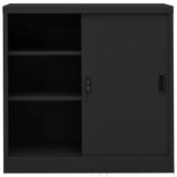 NNEVL Office Cabinet with Sliding Door Anthracite 90x40x90 cm Steel