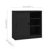 NNEVL Office Cabinet with Sliding Door Anthracite 90x40x90 cm Steel