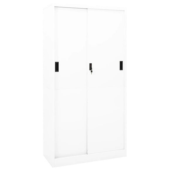 NNEVL Office Cabinet with Sliding Door White 90x40x180 cm Steel