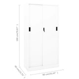 NNEVL Office Cabinet with Sliding Door White 90x40x180 cm Steel