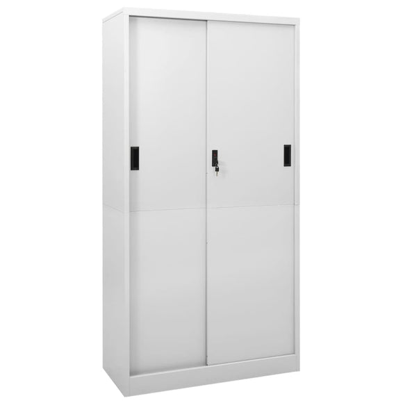 NNEVL Office Cabinet with Sliding Door Light Grey 90x40x180 cm Steel