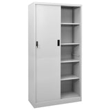 NNEVL Office Cabinet with Sliding Door Light Grey 90x40x180 cm Steel