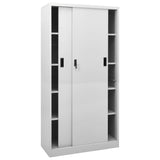 NNEVL Office Cabinet with Sliding Door Light Grey 90x40x180 cm Steel