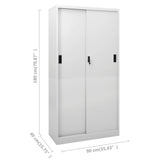 NNEVL Office Cabinet with Sliding Door Light Grey 90x40x180 cm Steel