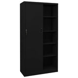 NNEVL Office Cabinet with Sliding Door Black 90x40x180 cm Steel