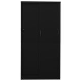 NNEVL Office Cabinet with Sliding Door Black 90x40x180 cm Steel