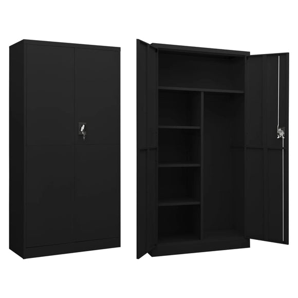 NNEVL Locker Cabinet Black 90x40x180 cm Steel