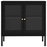 NNEVL Sideboard Black 70x35x70 cm Steel and Glass