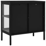 NNEVL Sideboard Black 70x35x70 cm Steel and Glass