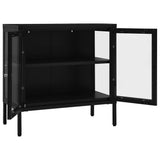 NNEVL Sideboard Black 70x35x70 cm Steel and Glass