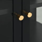 NNEVL Sideboard Black 70x35x70 cm Steel and Glass