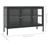 NNEVL Sideboard Anthracite 105x35x70 cm Steel and Glass