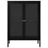NNEVL Sideboard Black 75x35x105 cm Steel and Glass