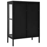 NNEVL Sideboard Black 75x35x105 cm Steel and Glass