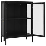 NNEVL Sideboard Black 75x35x105 cm Steel and Glass