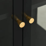 NNEVL Sideboard Black 75x35x105 cm Steel and Glass