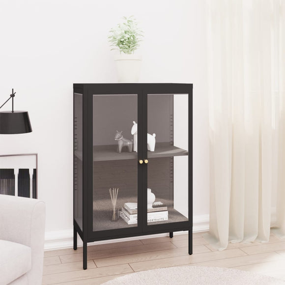 NNEVL Sideboard Black 75x35x105 cm Steel and Glass