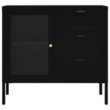 NNEVL Sideboard Black 75x35x70 cm Steel and Tempered Glass
