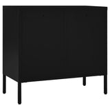 NNEVL Sideboard Black 75x35x70 cm Steel and Tempered Glass
