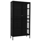 NNEVL Display Cabinet Black 90x40x180 cm Steel and Tempered Glass