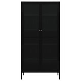 NNEVL Display Cabinet Black 90x40x180 cm Steel and Tempered Glass