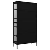 NNEVL Display Cabinet Black 90x40x180 cm Steel and Tempered Glass