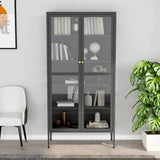 NNEVL Display Cabinet Anthracite 90x40x180 cm Steel and Tempered Glass