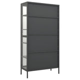 NNEVL Display Cabinet Anthracite 90x40x180 cm Steel and Tempered Glass